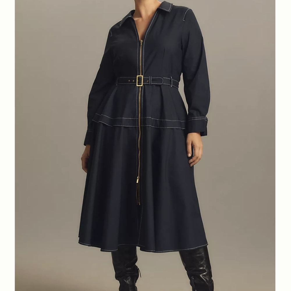 NEW Anthropologie Zip Front Dress 1X
